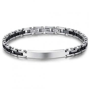 Bracciale Uomo in Acciaio con Ceramica Nera
