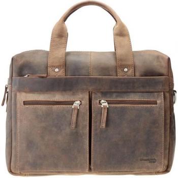 Greenland Nature Stone 39cm Brown Leather Laptop Bag