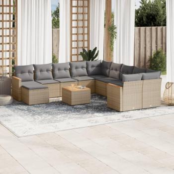 Mobilier de patio Vidaxl : Salon et coussins 12 pcs, couleur beige
