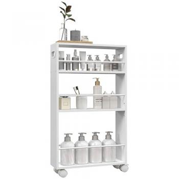 Carrito de Comedor HOMCOM con Ruedas y 3 Niveles Blanco 45x15x80 cm