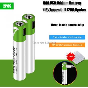 1.5V AAA Lithium Polymer Rechargeable Battery with Micro USB and Battery Storage Box (550mWh)