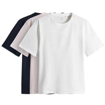 Pack trio T-shirts à manches courtes, coupe ample, coton complet, couleurs navy/cream/peach