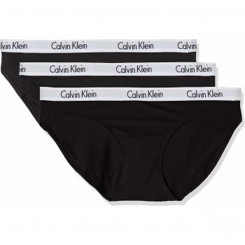 Calvin Klein Damen Bikini Slips 3er Set, Schwarz, L