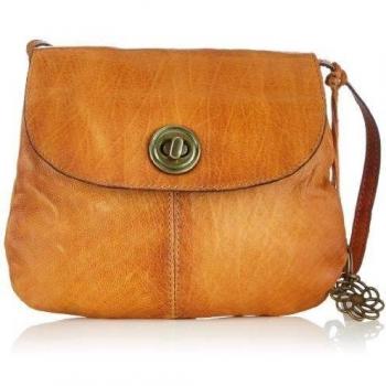 Borsa a tracolla da donna Pieces Totally Royal in pelle color cognac