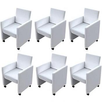 Sedie da Pranzo 6 pz Bianche in Materiale Sintetico