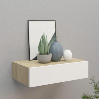 Étagère Murale Design Chêne et Blanc