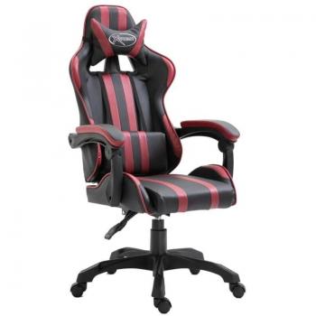 Fauteuil de bureau gaming à coussin, couleur bordeaux, PVC – Décoshop26