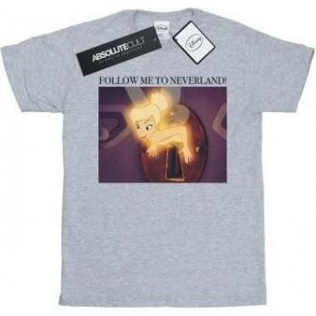 T-shirt Donna Disney Tinker Bell Follow Me in Cotone Grigia