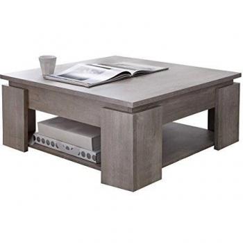 Table basse chêne champagne avec porte-revues, 80 x 36 x 80 cm