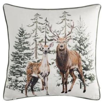 Housse de Coussin HIRVEDO – 45×45 cm – Beige – Ambiance festive de Noël – Taie d'oreiller décoratif
