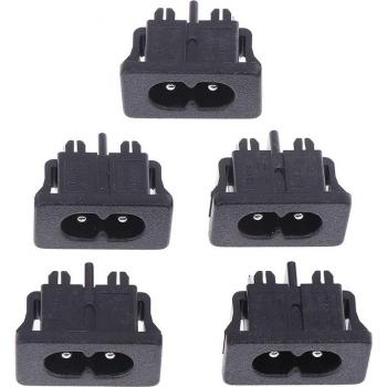 5pcs AC250V 2.5A 2Pin C8 Screw Mount Inlet Socket