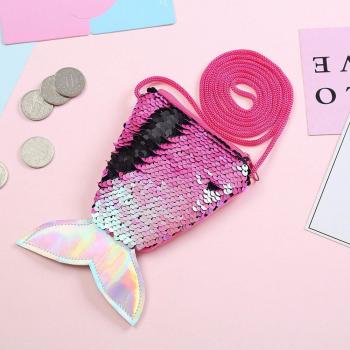Sac à bandoulière en sequins pour enfant avec pochette