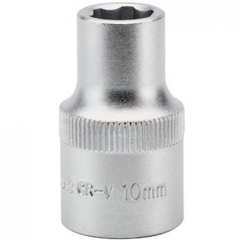 Satin Chrome 10 mm ½‑Inch Square‑Drive Hi‑Torq Socket (Draper 09856)