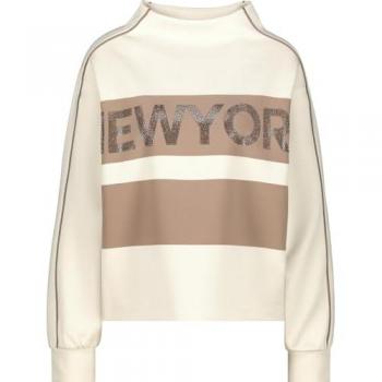 MONARI Damen Sweatshirt mit Strassschrift in Creme, Größe 36