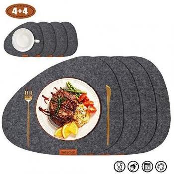 Nesirooh Cobblestone Felt Placemats and Coasters Set of 8