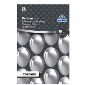 15 Balões Cromados Prata
