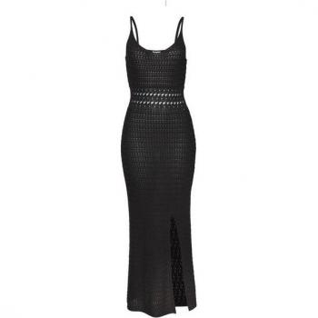 Strickkleid für Damen von Vivance, knöchellang, Schwarz, Gr. 38