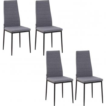 Homcom Modern Upholstered Linen-Touch Fabric Chairs Set of 4