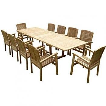 Ensemble de Jardin KIRANG en Teck avec 10 Fauteuils AUDIA