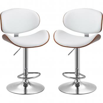Lot de Tabourets de Bar Blancs Ajustables HOMCOM