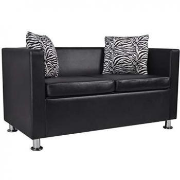 2-Sitzer Relaxsofa Kunstleder Schwarz
