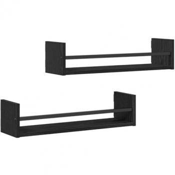 VidaXL Regal 2er Set Schwarz Eichen-Optik 60 x 16 x 14 cm