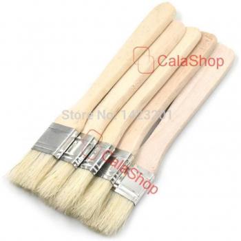 Wooden Handle 5‑Pack 25 mm Bristle Brushes for Paint, Adhesives, and Touchups