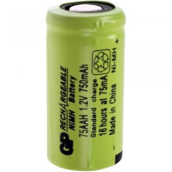GP IND75AAHB 750 mAh NiMH Flat Top, Ricaricabile per 2/3 AA