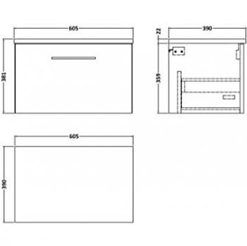 Arno Satin Grey 600mm Wall Hung Vanity Unit with Bellato Grey Laminate Top