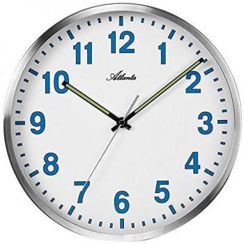 Atlanta SilentClock 4453‑5: Quarz, blaues Silberschema mit Lichterziffern