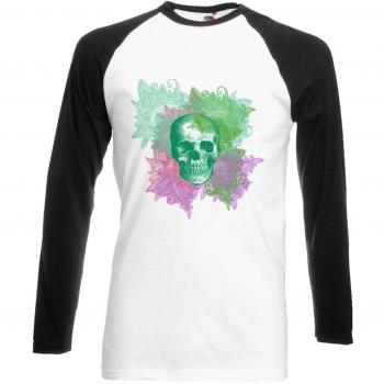 Tumblr Skeleton Skull Long Sleeve Tee – Black/White, XL, Unisex