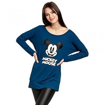 Damen Langarmshirt Mickey Mouse blau