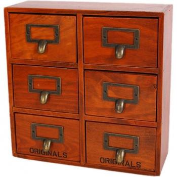 Caja de Almacenamiento de Madera Retro con 6 Cajones