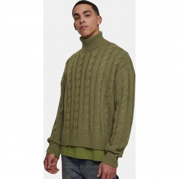 Men’s Olive Tini Boxy Sweater, Urban Classic 3XL High-Neck