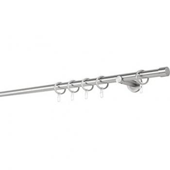 Gardinenstange MYDECO 20mm Cap Wandträger 6,5 cm 320cm, 1 läufig, silberfarben