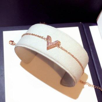 Bracelet romantique en zircon, lettres V, pour femmes, couleur or argent, triangle géométrique