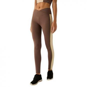 Leggings deportivo efecto vientre plano color block marrón