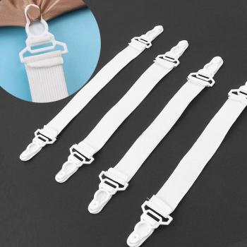 4 Pack White Bed Sheet Gripper Straps