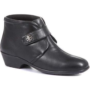 Pavers Damen Stiefeletten, schwarze Lederoptik, breite Weite