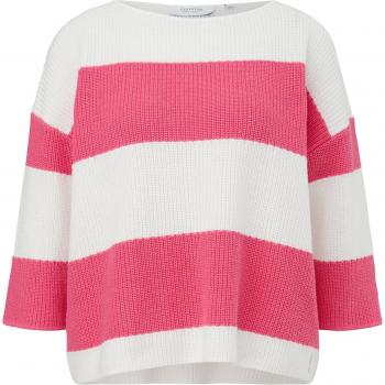 Comma Damen 3/4 Arm Loose-Fit Pullover mit Streifen in Himbeerrot Größe 38