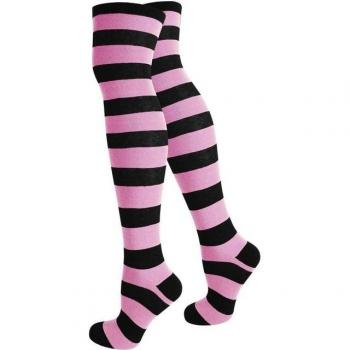 Normani Herren Overknees Socken Ringelweicher – Rosa & Schwarz (36-41)