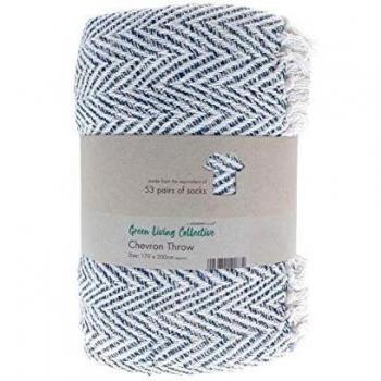 Sustainable Chevron Weave Blanket – Blue, 170x200 cm