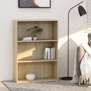 Libreria in Legno Multistrato 3 Ripiani Rovere Sonoma 80x30x114 cm