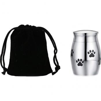 Stainless Steel Pet Ashes Holder with Paw Pattern