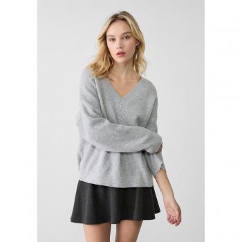 Camicia Scollo a V Grigio Melangiato L