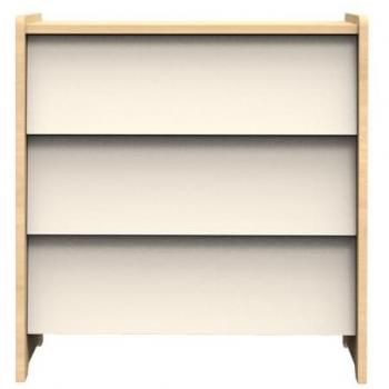 Commode 3 tiroirs en bois décor chêne miel et façades inclinées, couleur Vanille