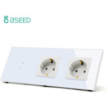 Interruptor BSEED de luz táctil, pantalla de vidrio, 1/2/3 entradas, 300W, doble 16A