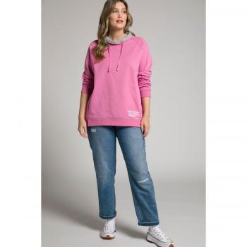 Felpa Donna Rosso con Maniche Raglan e Stampa, Taglia: 52/54, Cotone/Poliestere, Ulla Popken