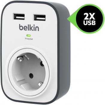 Salvadita Surti Belkin con Presa e Ricarica USB Condivisa, 306 Joule, 2.4A, Bianco