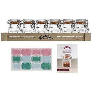 Kilner 6-Pack 70ml Cliptop Jars with Wooden Rack